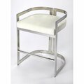 Gfancy Fixtures Nickel Plated Faux Leather Counter Stool White GF3102442